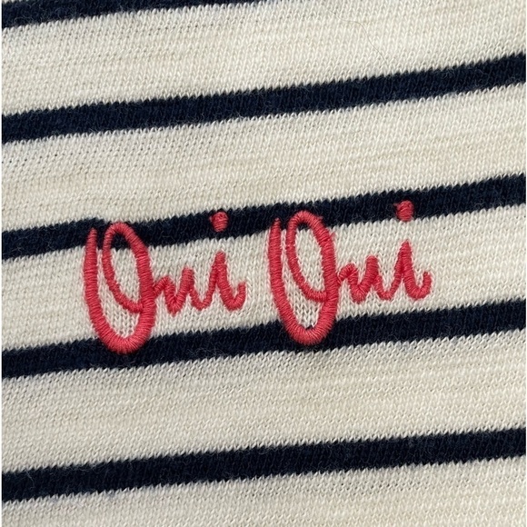 loft women white and dark blue stripes, knit long sleeve 100% Cotton sweater. - Picture 3 of 4